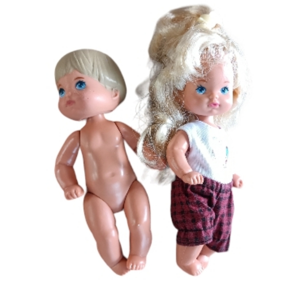 Vintage Kelly Barbie Baby Boy Girl 70's Doll Set Kids